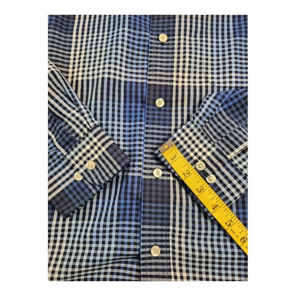 Roundtree & Yorke Mens Shirt Size Large Plaid Button down Long Sleeve Blue - Picture 11 of 11